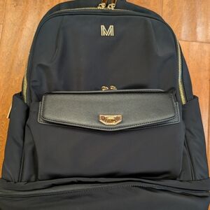 Meia Multifunctional Work Bag - Black Backpack with Gold Hardware